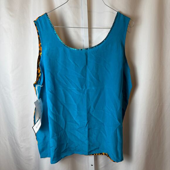 VTG Deadstock Diane Gilman 100% Silk Reversible Leopard Tank NWT Women’s 1X Glam - Picture 2 of 6